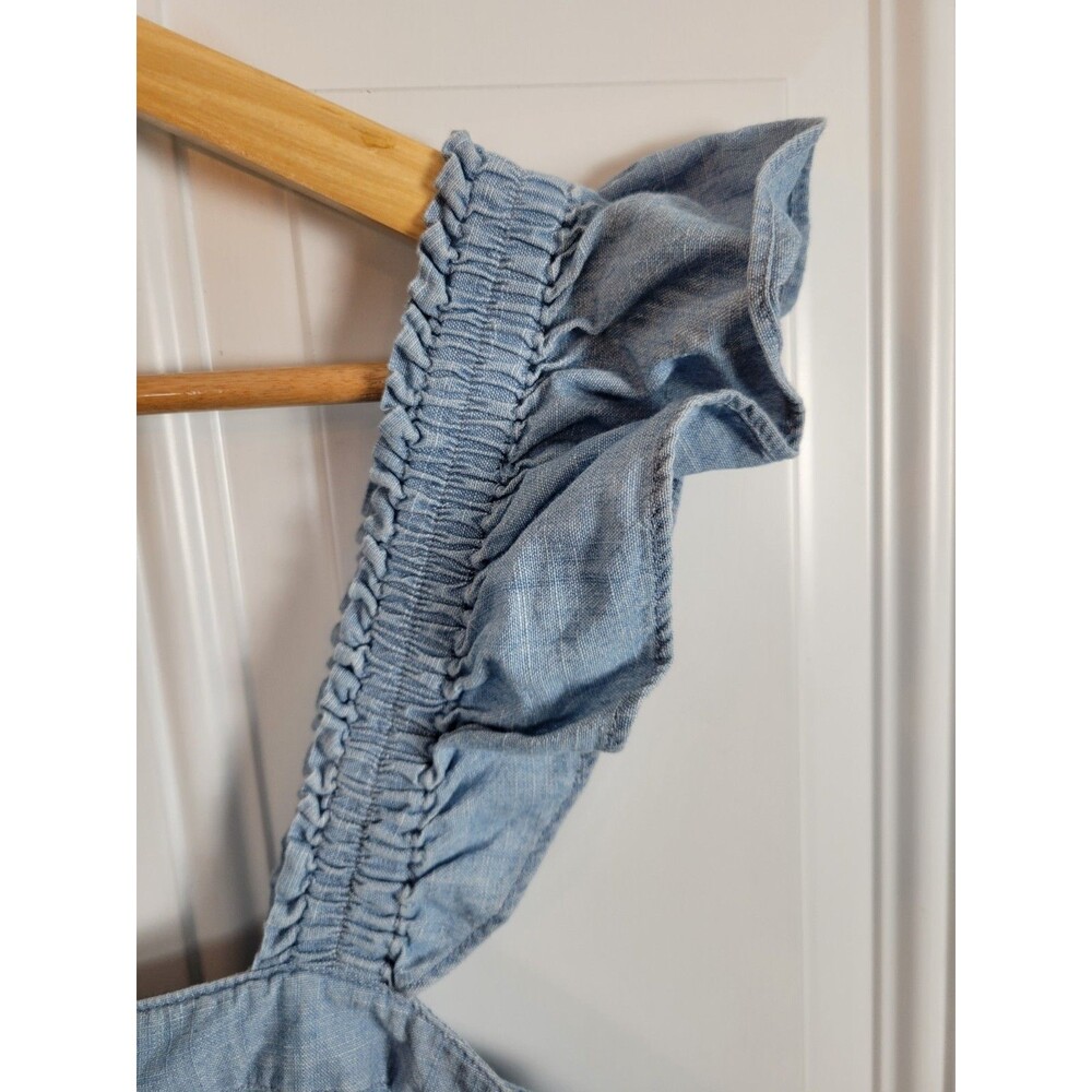 J. Crew Light Blue Ruffle Strap Button-Front Tank - Picture 4 of 6